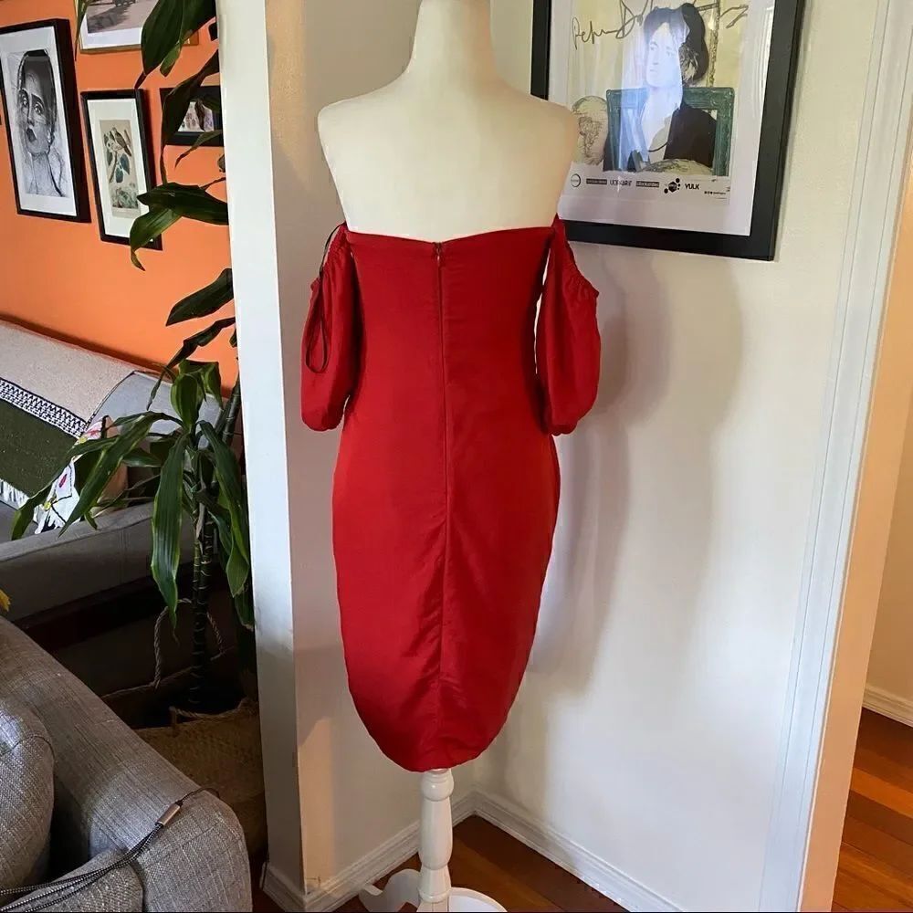 LPA Dress 146 In Red Off The Shoulder Size S - Picture 7 of 15